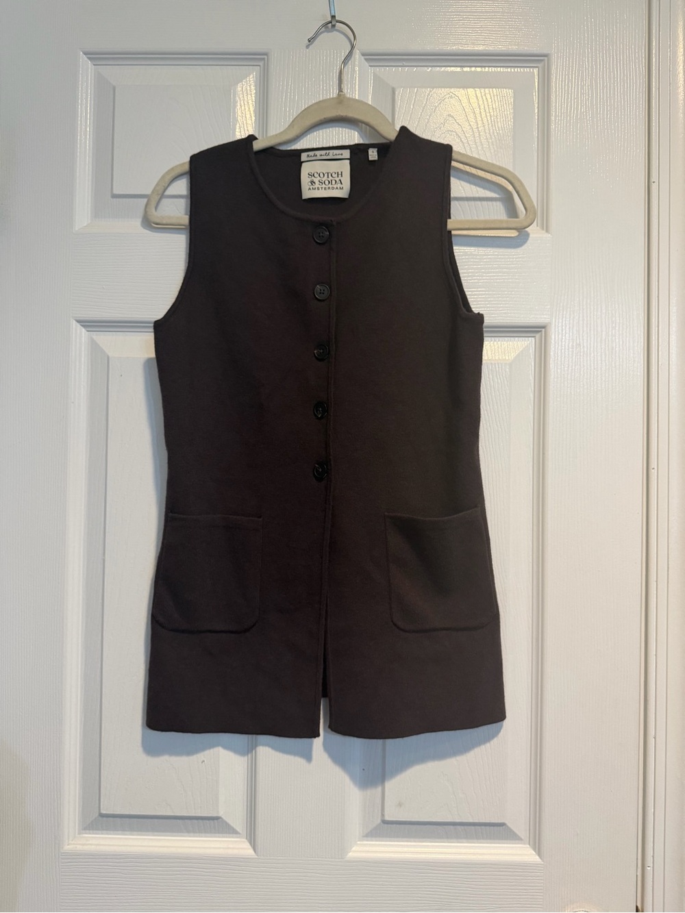 Scotch & Soda Brown Button-Front Vest